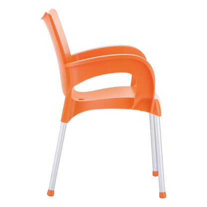 Romeo Resin Dining Arm Chair Orange, Set of 2