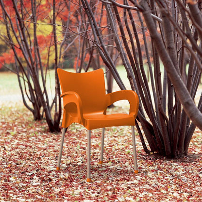 Romeo Resin Dining Arm Chair Orange, Set of 2