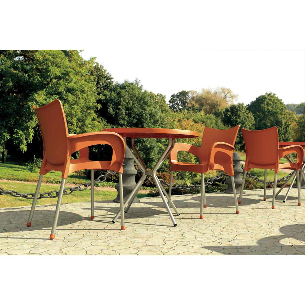 Romeo Resin Dining Arm Chair Orange, Set of 2