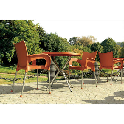 Romeo Resin Dining Arm Chair Orange, Set of 2