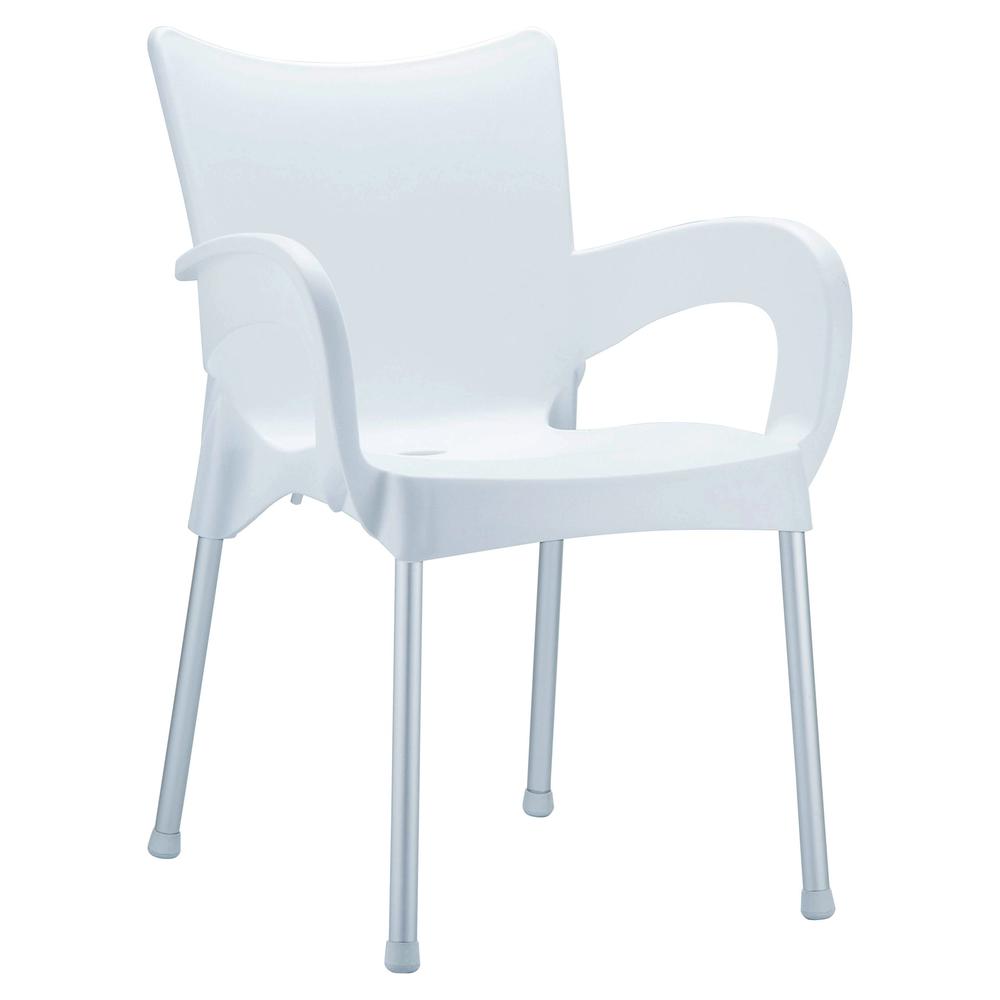 Romeo Resin Dining Arm Chair White, Set of 2