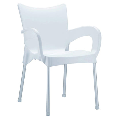 Romeo Resin Dining Arm Chair White, Set of 2