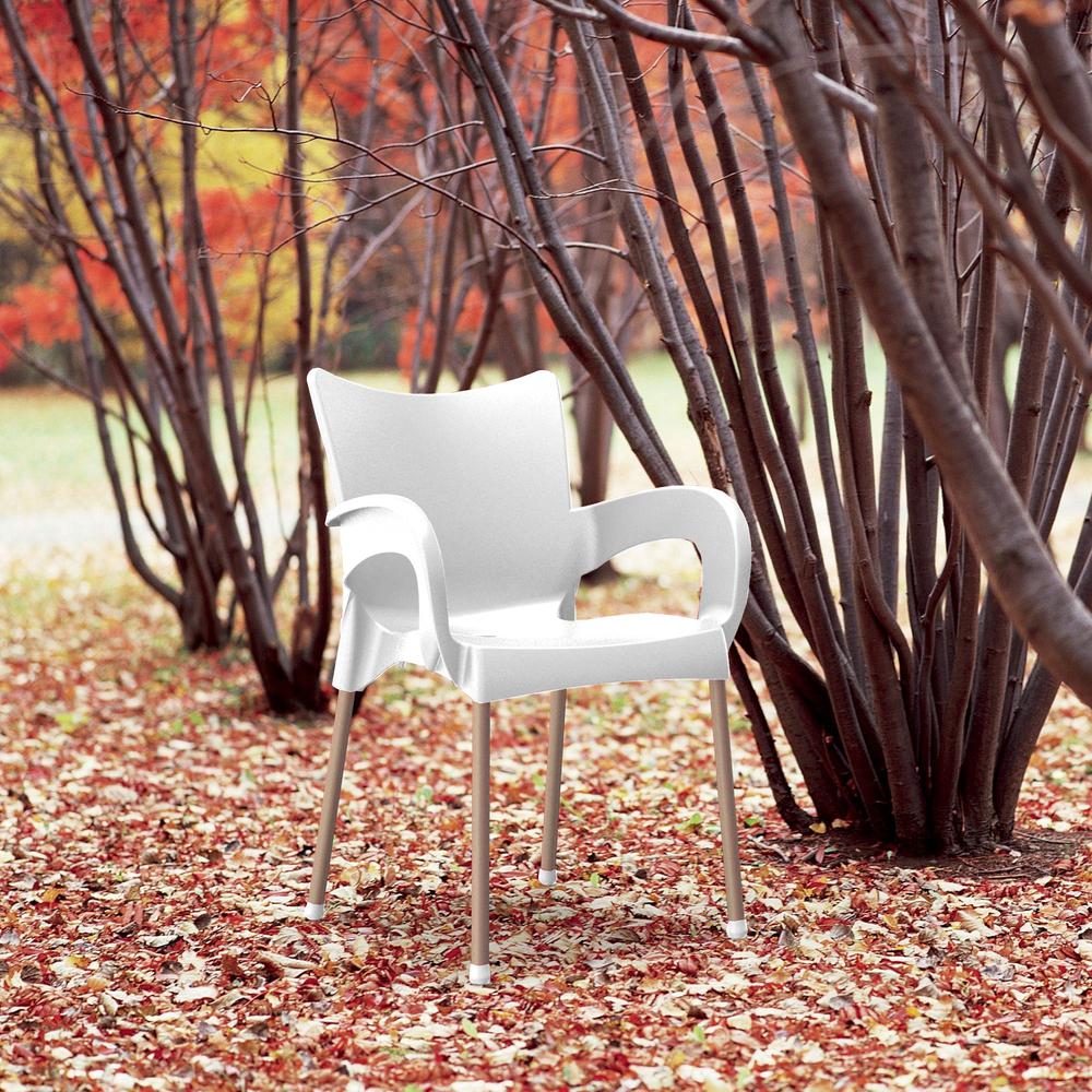 Romeo Resin Dining Arm Chair White, Set of 2