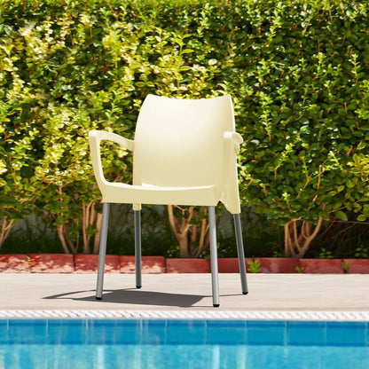 Dolce Resin Outdoor Arm Chair Beige, Set of 2