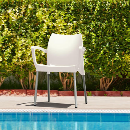 Dolce Resin Outdoor Arm Chair White, Set of 2