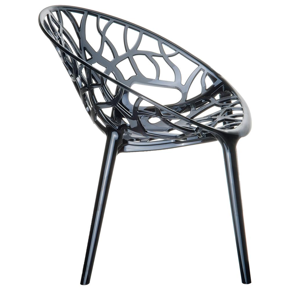 Crystal Polycarbonate Modern Dining Chair Transparent Black, Set of 2