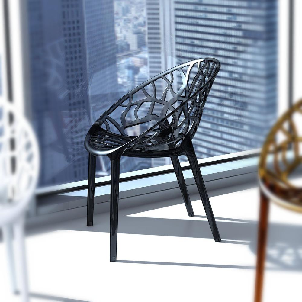 Crystal Polycarbonate Modern Dining Chair Transparent Black, Set of 2