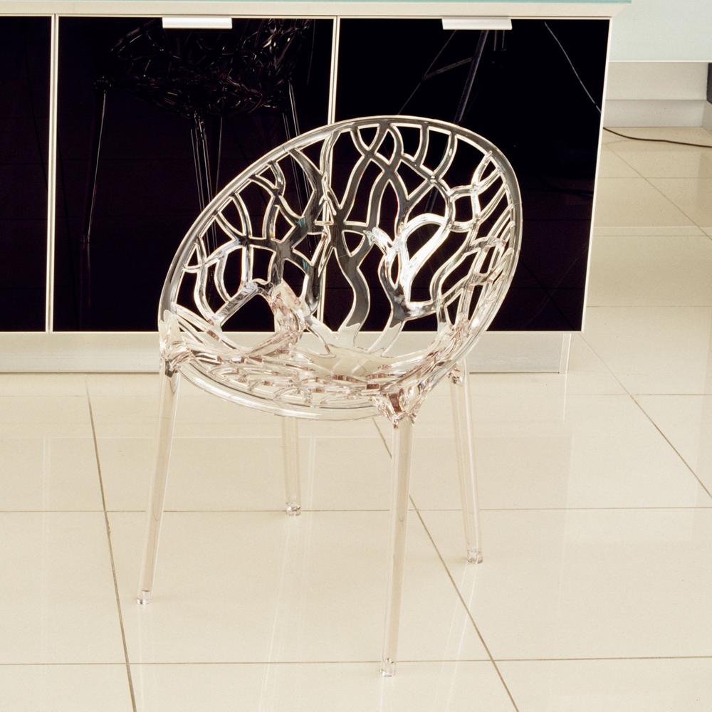 Modern Dining Chair, Set of 2, Transparent, Belen Kox