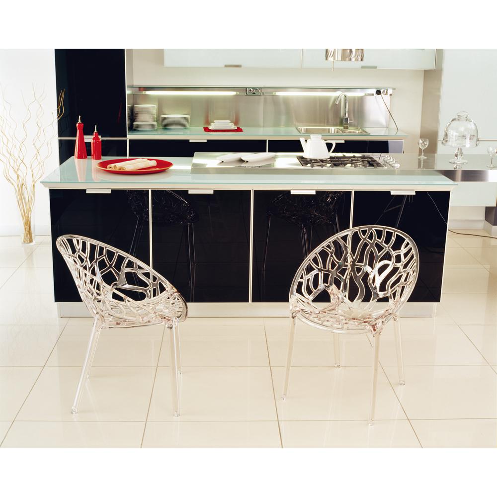 Modern Dining Chair, Set of 2, Transparent, Belen Kox