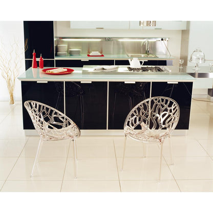 Modern Dining Chair, Set of 2, Transparent, Belen Kox