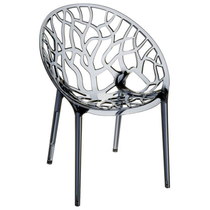 Crystal Polycarbonate Modern Dining Chair Transparent Smoke Gray, Set of 2