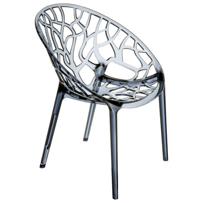 Crystal Polycarbonate Modern Dining Chair Transparent Smoke Gray, Set of 2