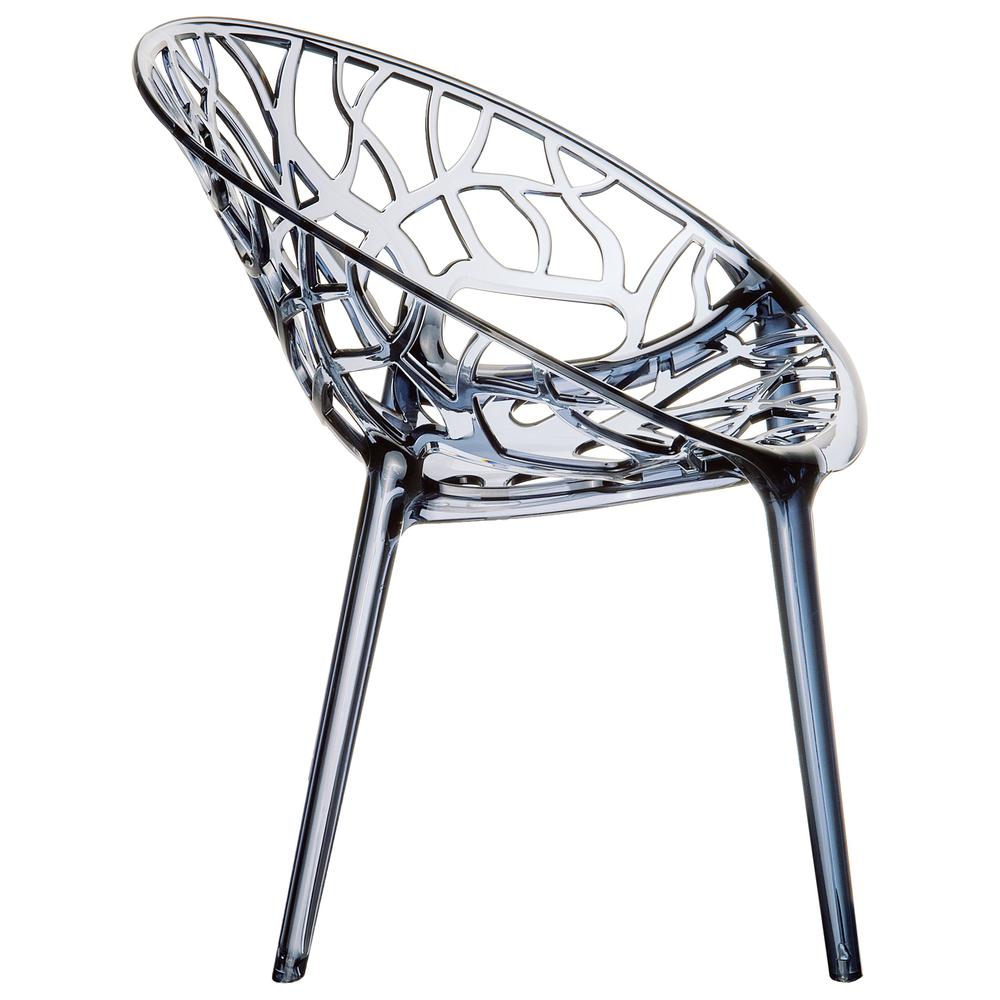 Crystal Polycarbonate Modern Dining Chair Transparent Smoke Gray, Set of 2