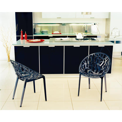 Crystal Polycarbonate Modern Dining Chair Transparent Smoke Gray, Set of 2
