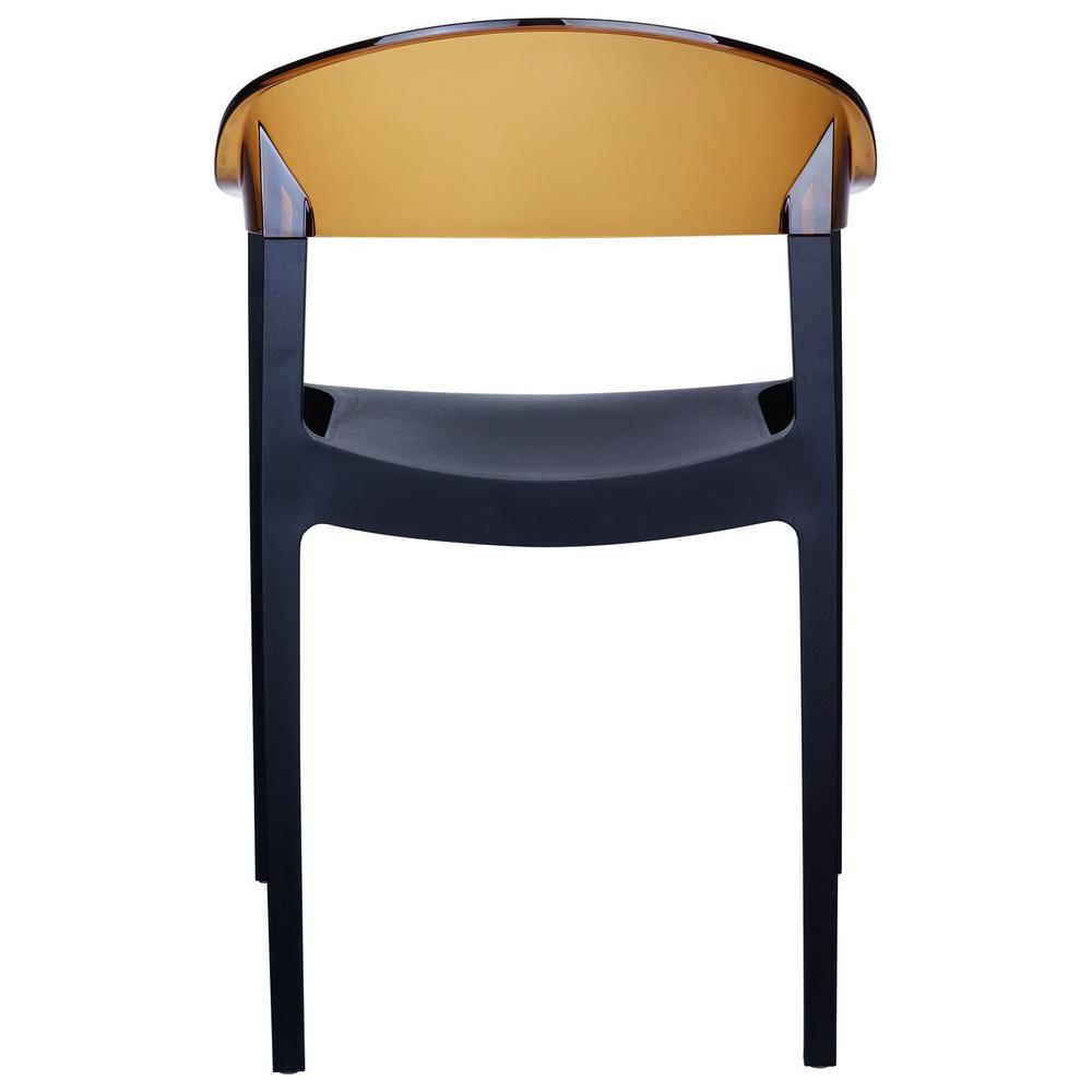 Modern Dining Chair, Set of 2, Black Seat Transparent Amber Back, Belen Kox