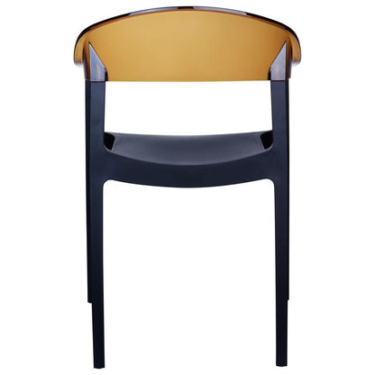 Modern Dining Chair, Set of 2, Black Seat Transparent Amber Back, Belen Kox