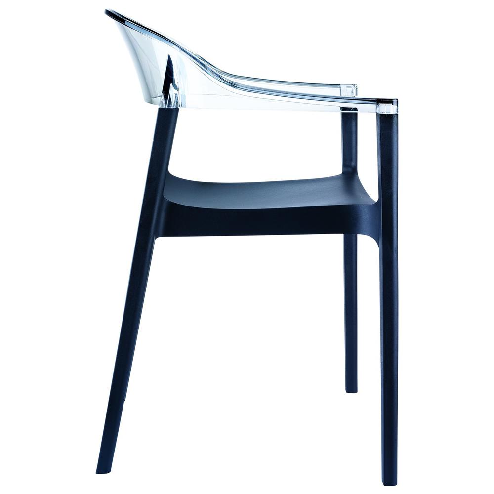 Carmen Modern Dining Chair Black Seat Transparent Clear Back, Set of 2