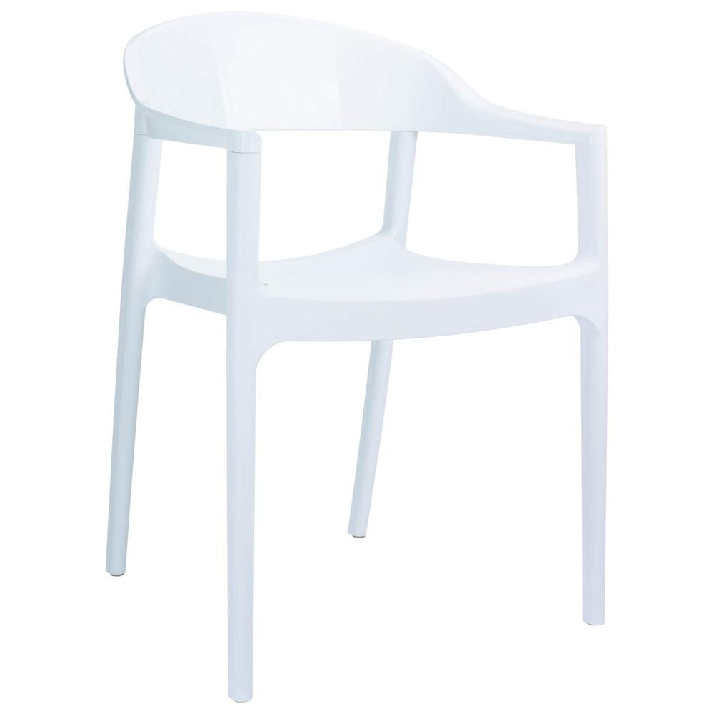 Carmen Modern Dining Chair White Seat Glossy White Back, Set of 2