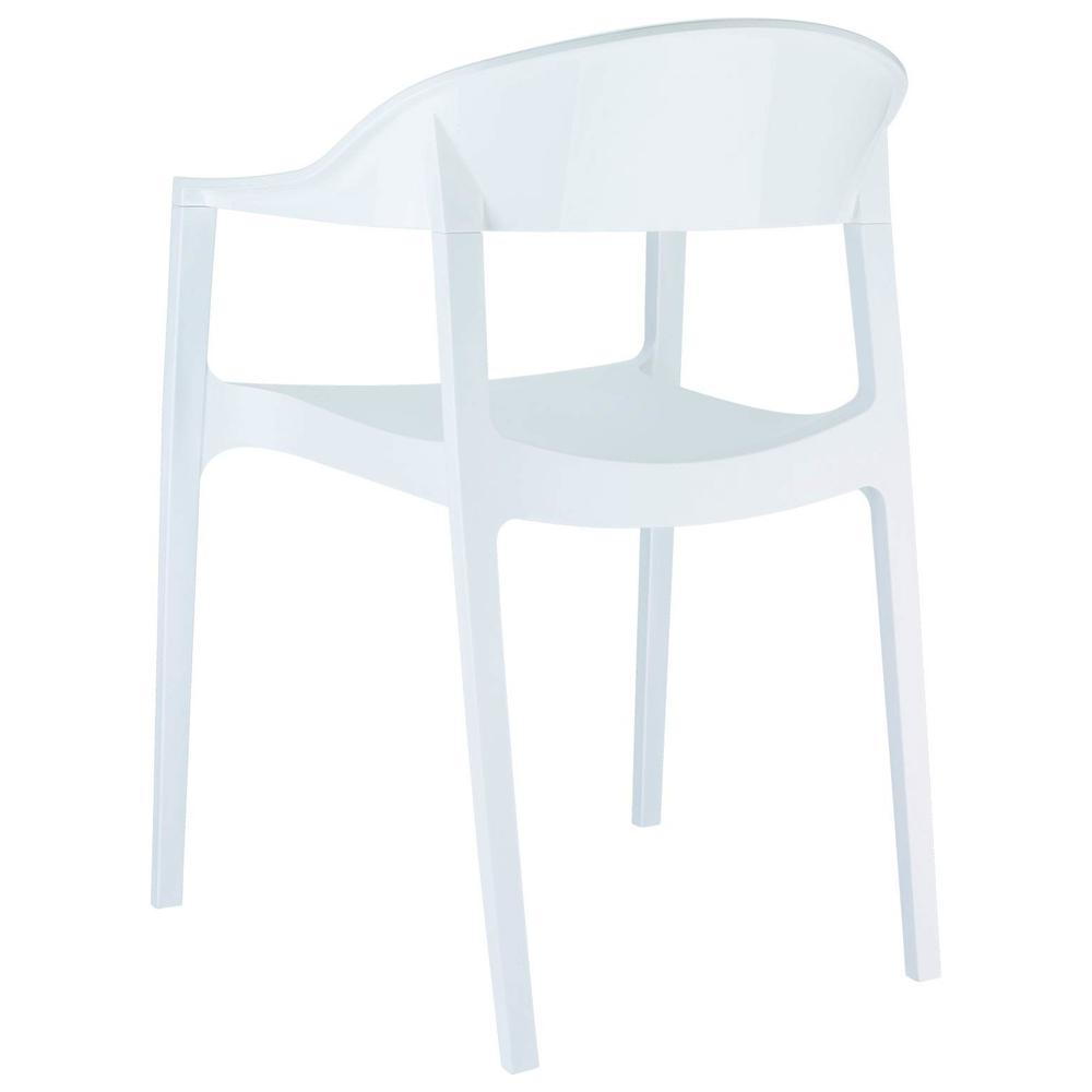 Carmen Modern Dining Chair White Seat Glossy White Back, Set of 2