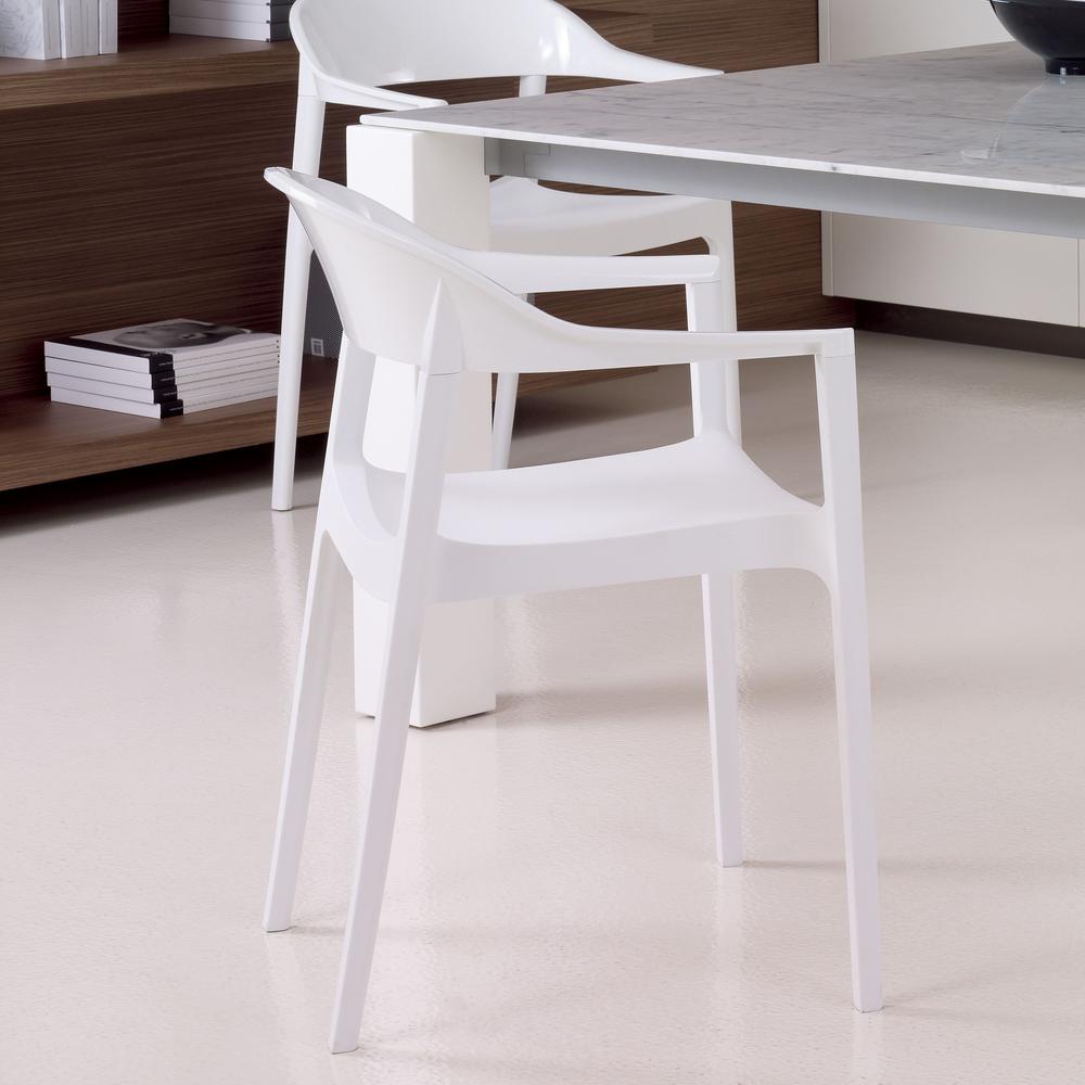Carmen Modern Dining Chair White Seat Glossy White Back, Set of 2