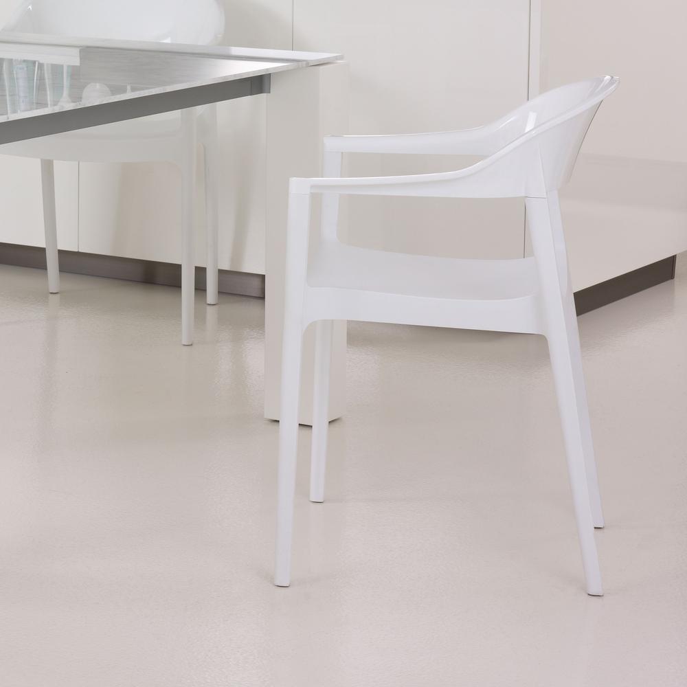 Carmen Modern Dining Chair White Seat Glossy White Back, Set of 2