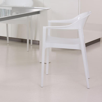 Carmen Modern Dining Chair White Seat Glossy White Back, Set of 2