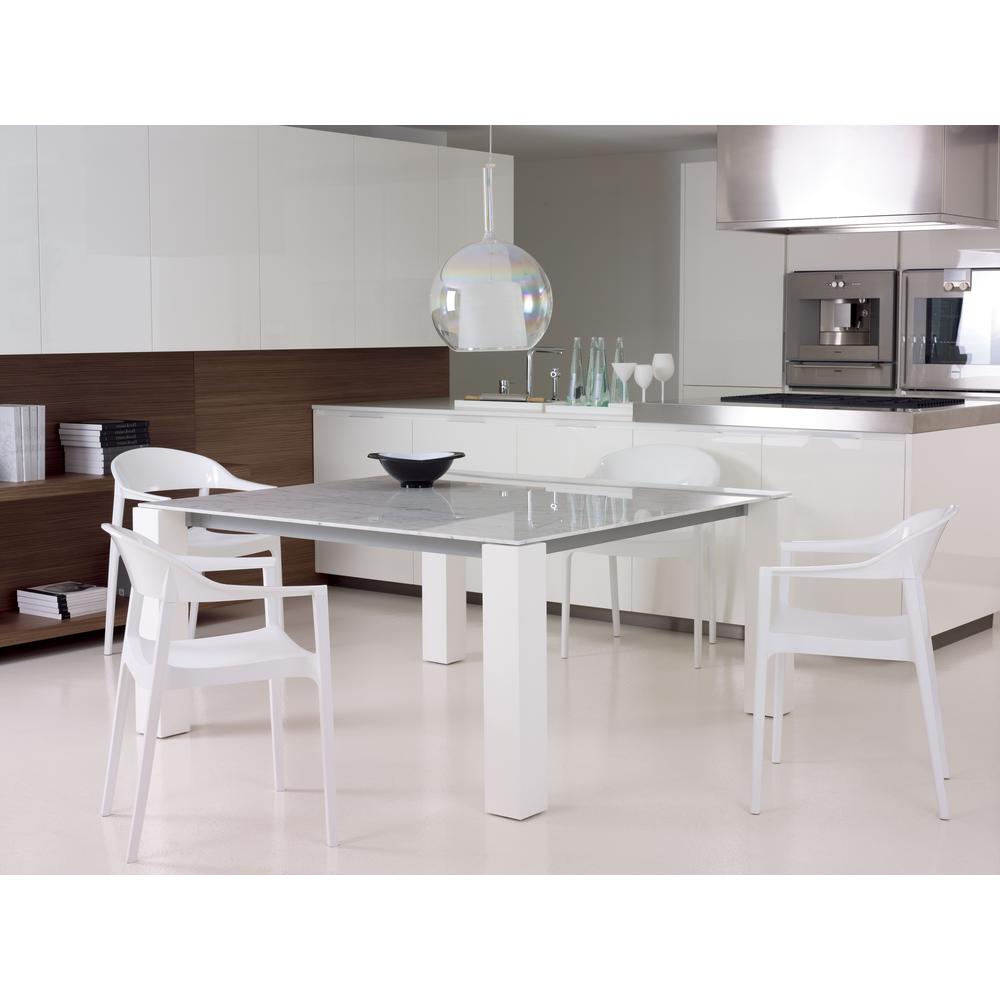 Carmen Modern Dining Chair White Seat Glossy White Back, Set of 2