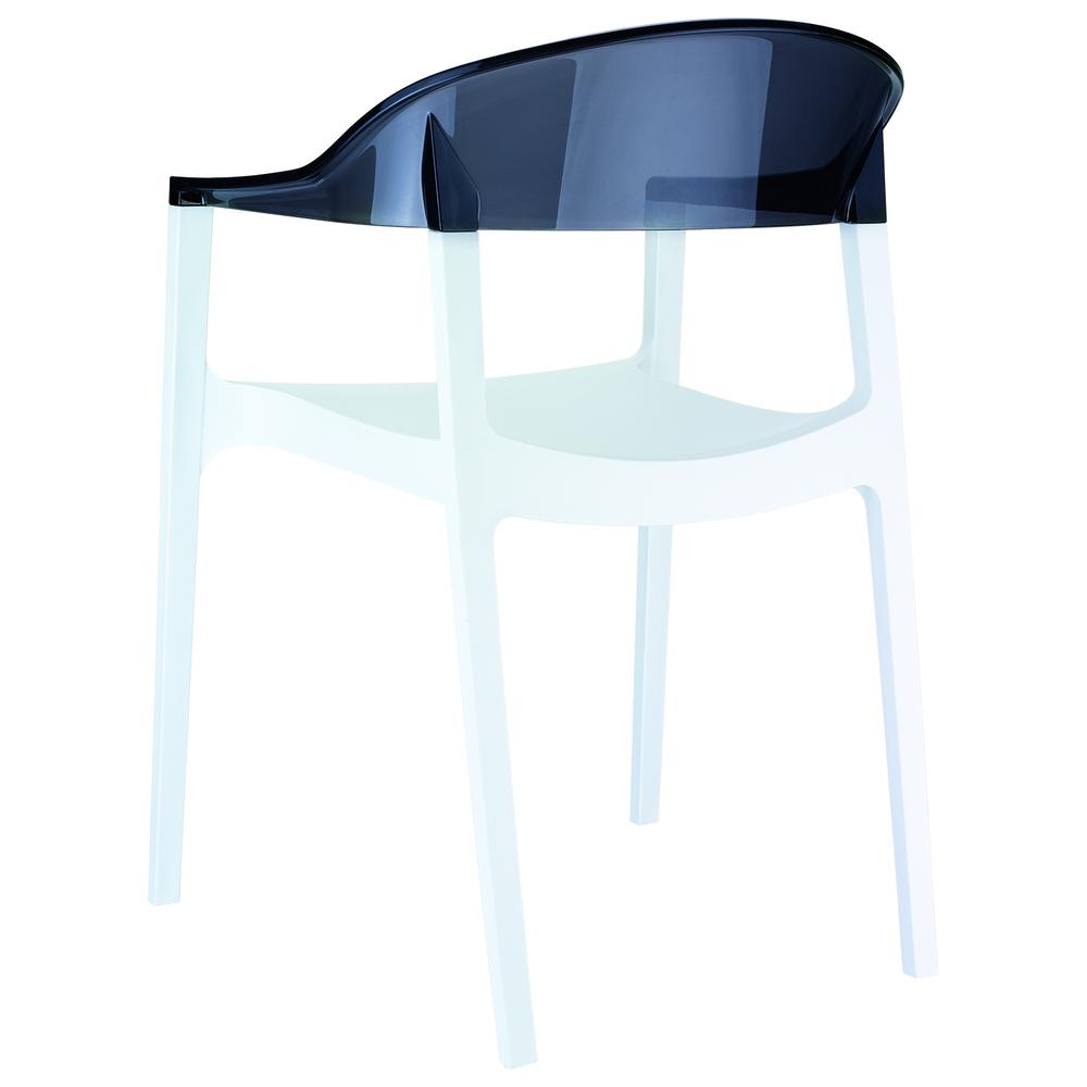 Carmen Modern Dining Chair White Seat Transparent Black Back, Set of 2