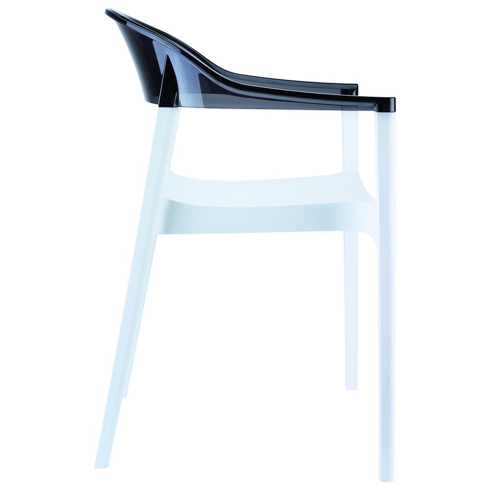 Carmen Modern Dining Chair White Seat Transparent Black Back, Set of 2