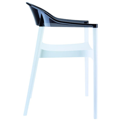 Carmen Modern Dining Chair White Seat Transparent Black Back, Set of 2