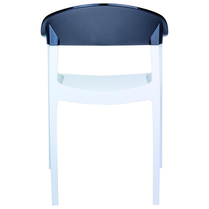 Carmen Modern Dining Chair White Seat Transparent Black Back, Set of 2