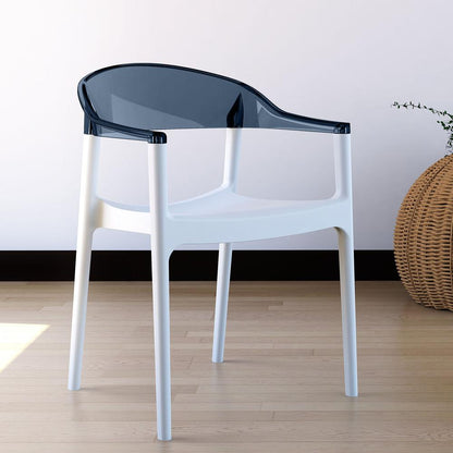 Carmen Modern Dining Chair White Seat Transparent Black Back, Set of 2