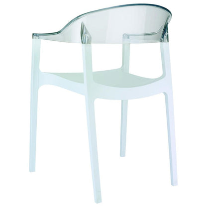 Carmen Modern Dining Chair White Seat Transparent Clear Back, Set of 2