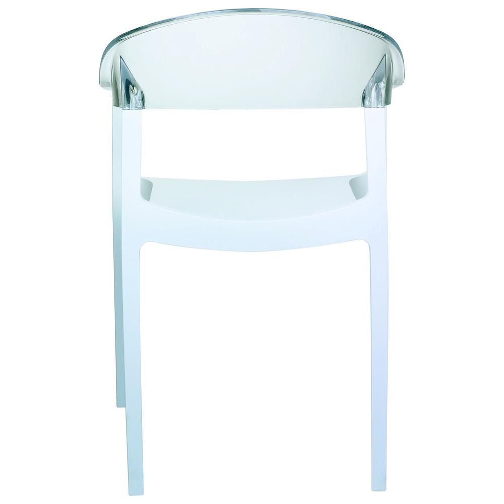 Carmen Modern Dining Chair White Seat Transparent Clear Back, Set of 2