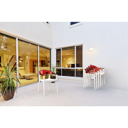 Carmen Modern Dining Chair White Seat Transparent Red Back, Set of 2
