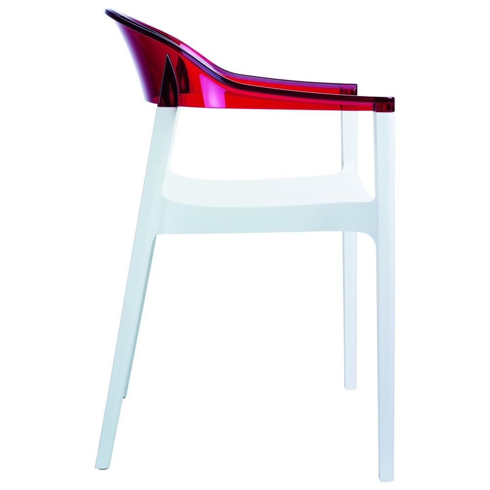 Carmen Modern Dining Chair White Seat Transparent Red Back, Set of 2