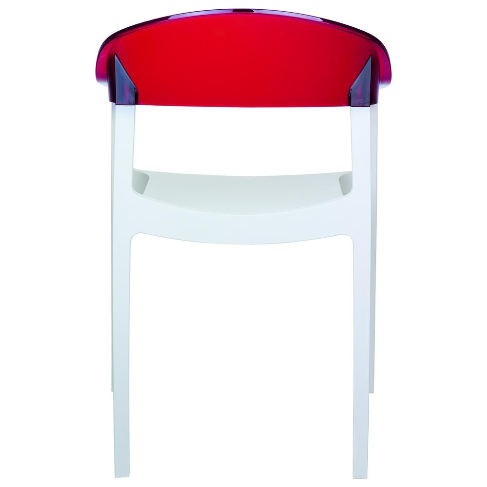 Carmen Modern Dining Chair White Seat Transparent Red Back, Set of 2