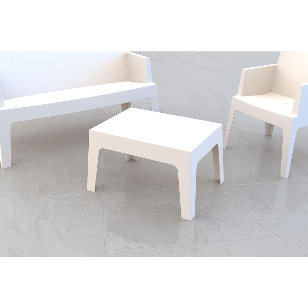 Box Resin Outdoor Center Table, White, Belen Kox