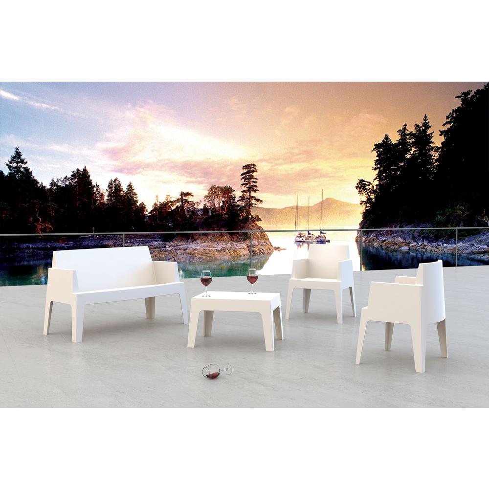 Box Resin Outdoor Center Table, White, Belen Kox