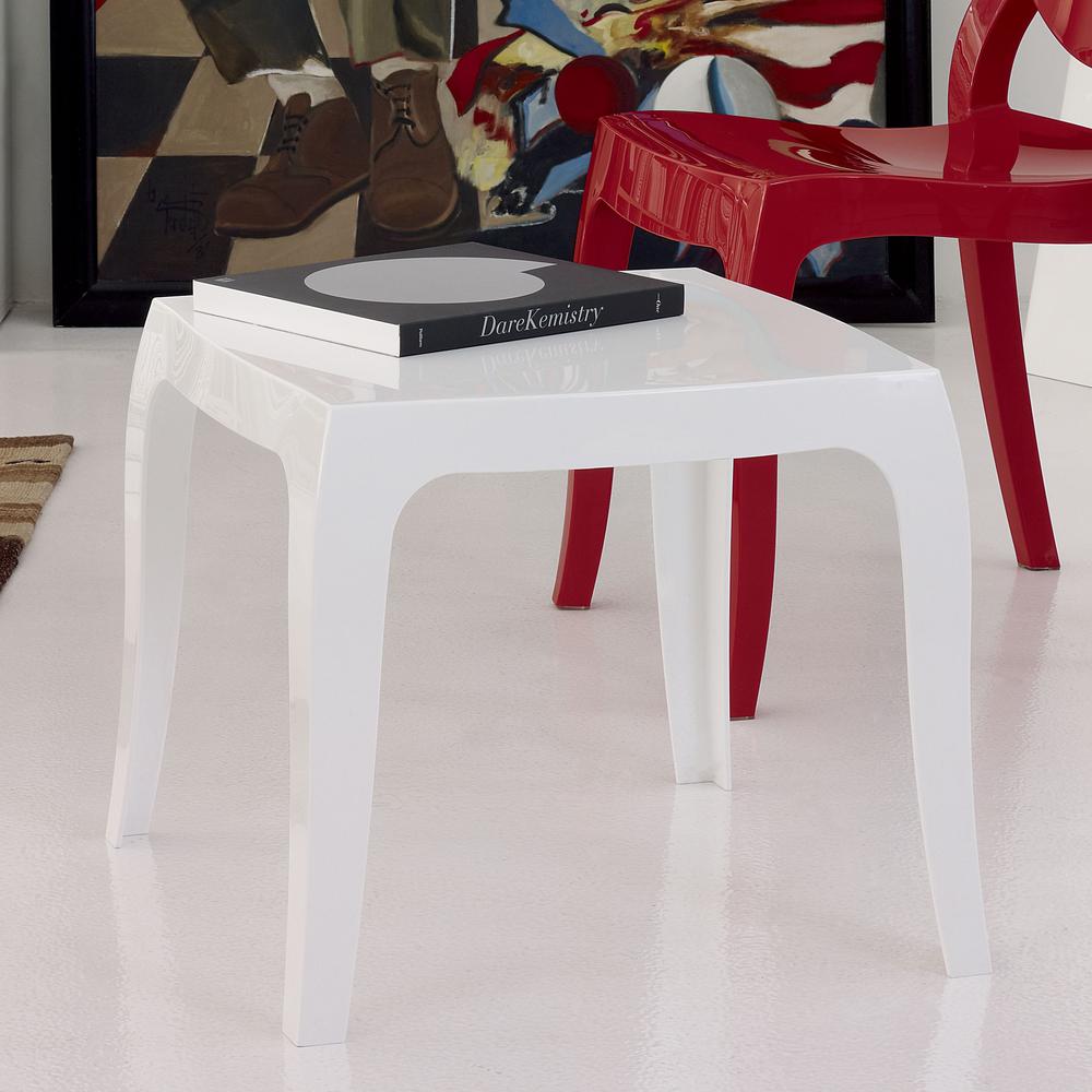 Queen Polycarbonate Side Table Glossy White