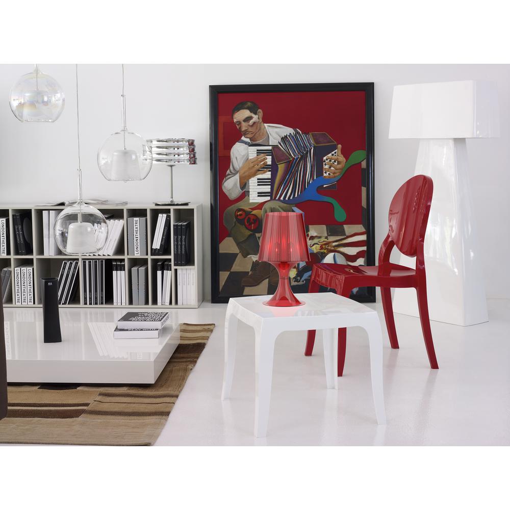 Queen Polycarbonate Side Table Glossy White