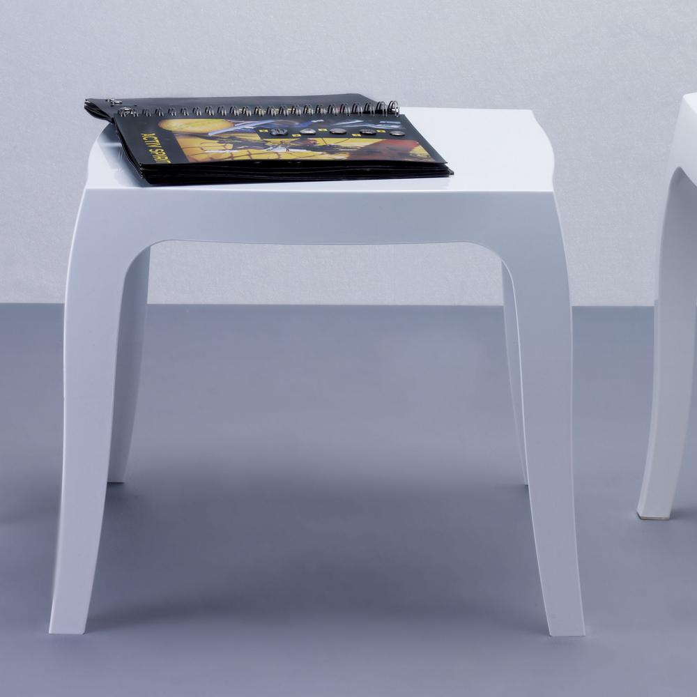 Queen Polycarbonate Side Table Glossy White