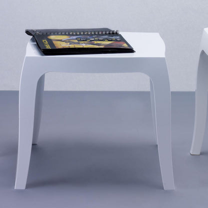 Queen Polycarbonate Side Table Glossy White