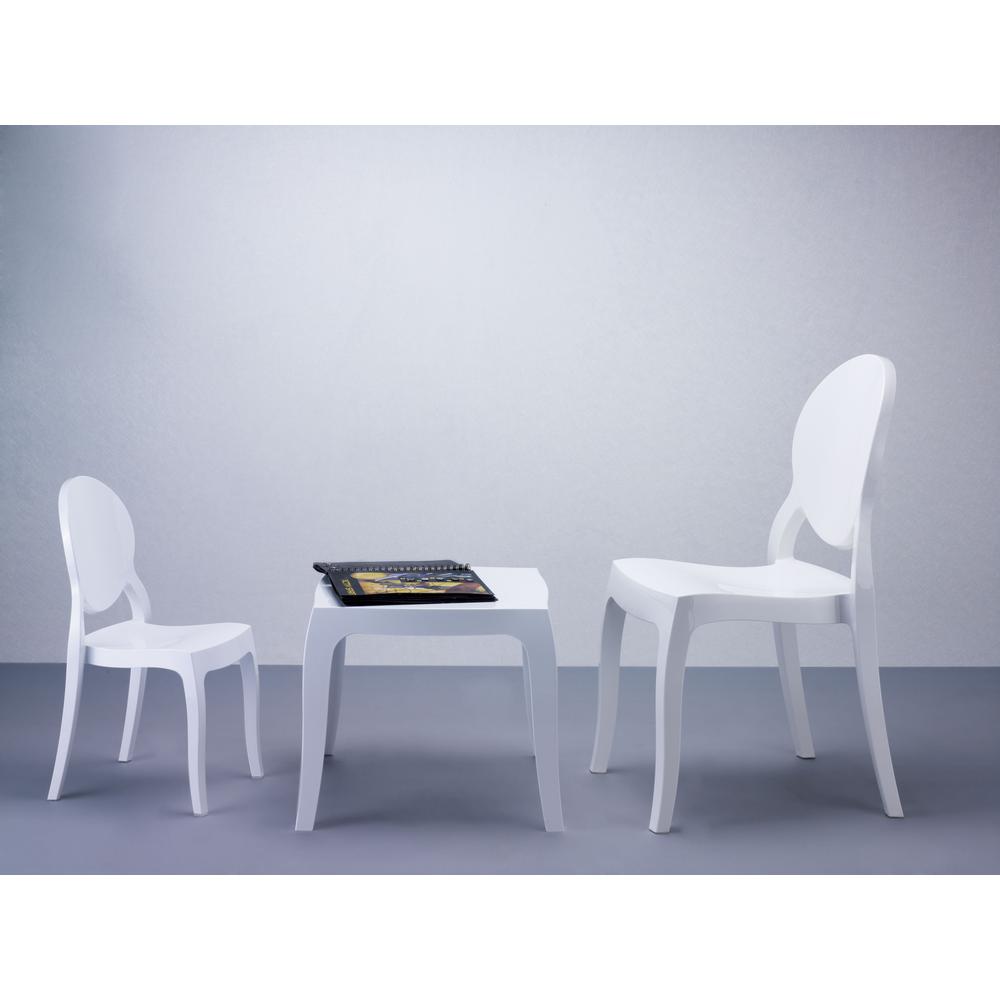 Queen Polycarbonate Side Table Glossy White