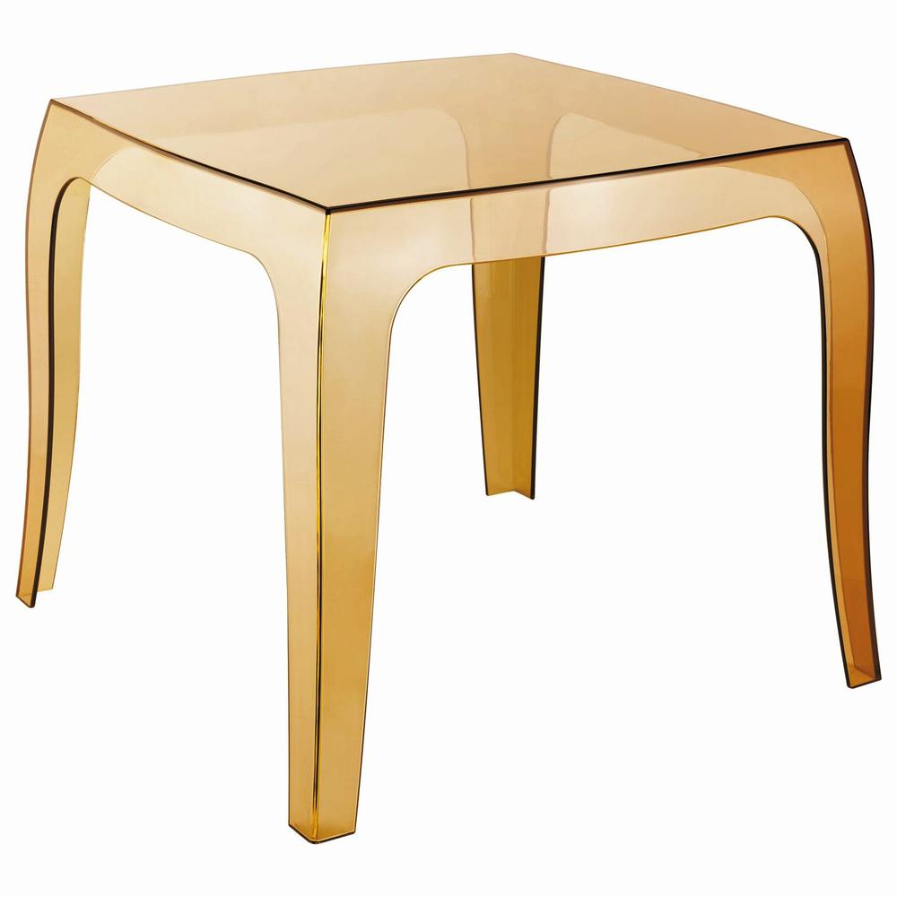 Queen Polycarbonate Side Table Transparent Amber