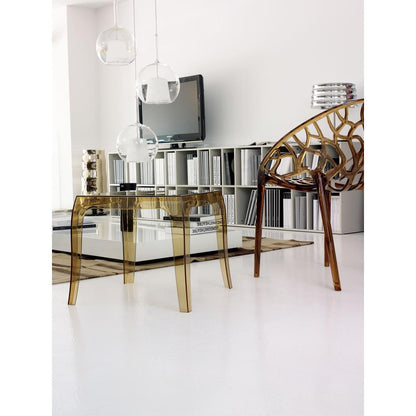 Queen Polycarbonate Side Table Transparent Amber