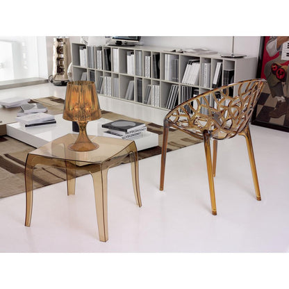 Queen Polycarbonate Side Table Transparent Amber