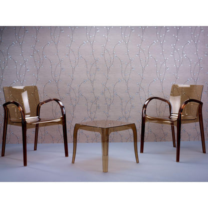 Queen Polycarbonate Side Table Transparent Amber
