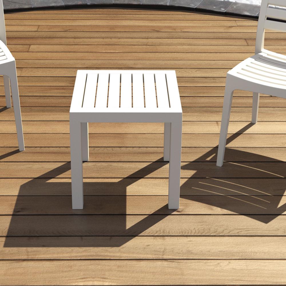 Square Resin Side Table, White, Belen Kox
