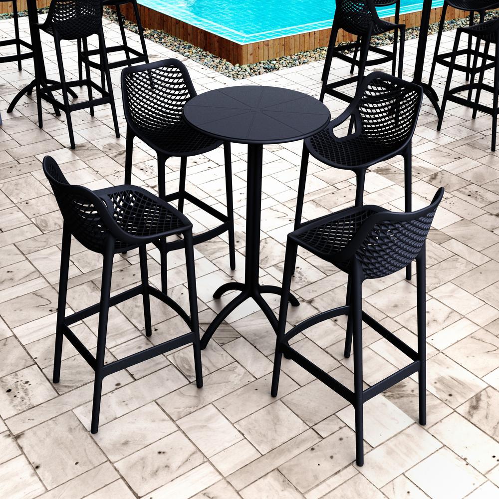 Outdoor Bar Chair, Set of 2, Black, Belen Kox